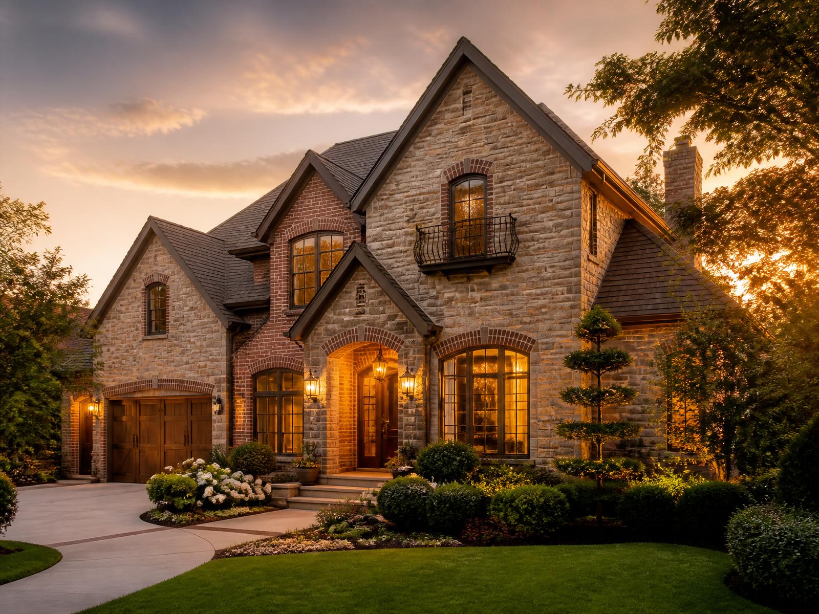 Modern luxury home at dusk